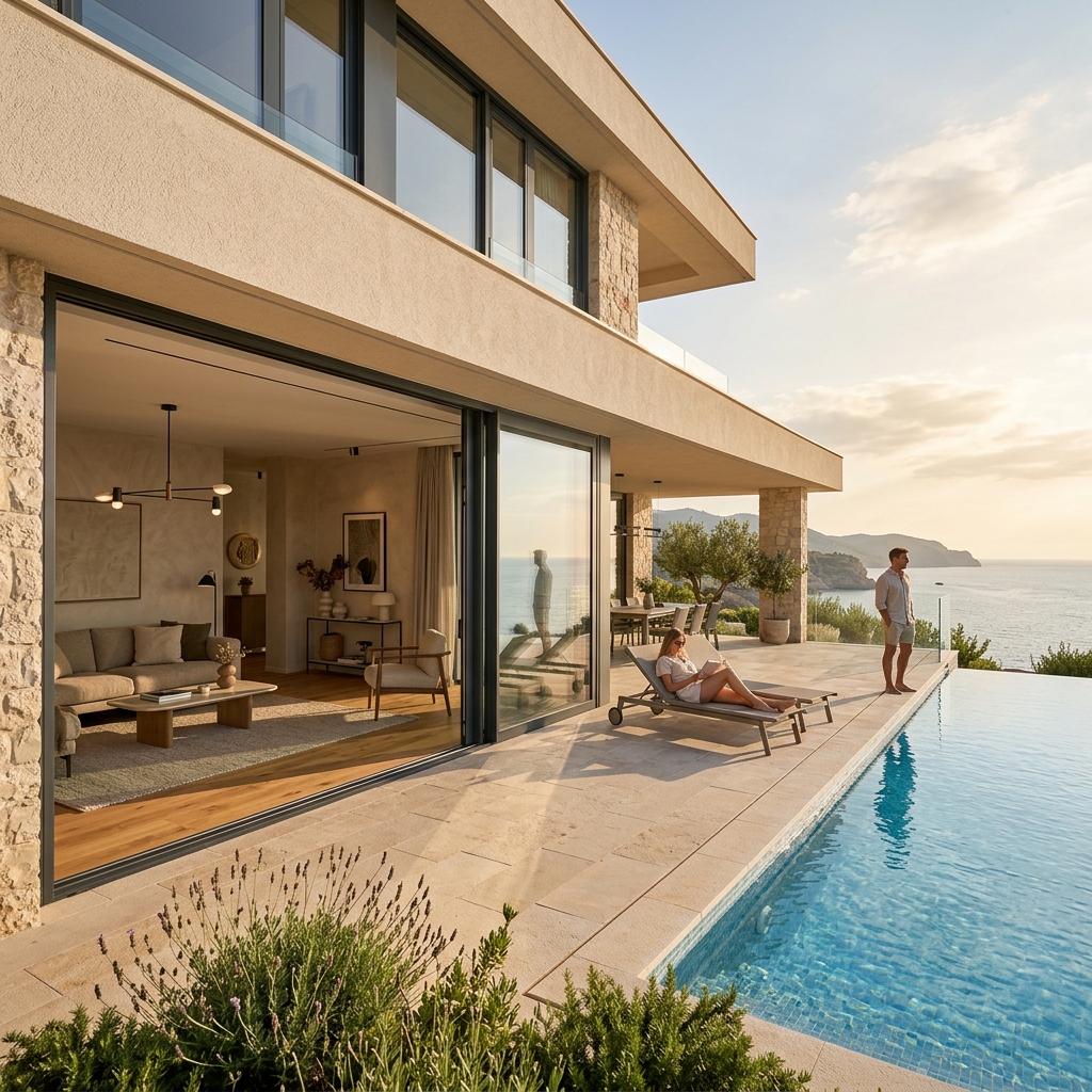 Proyecto residencial cerramientos aluminio - Villa mediterránea